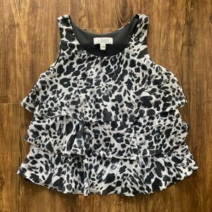 Clues Collections Women’s Small Chic Black and White Layered Tank Top